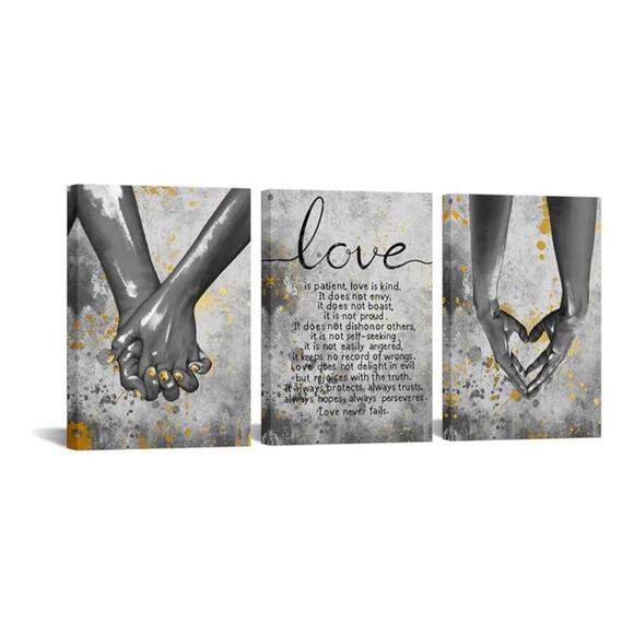 Love Themed Canvas Wall Art - Triptych Set
